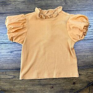 Janie and Jack Tan Puff Sleeved Top